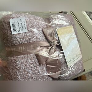 Barefoot Dream Luxe Heathered Stripe Throw Blanket -Vintage Rose/White